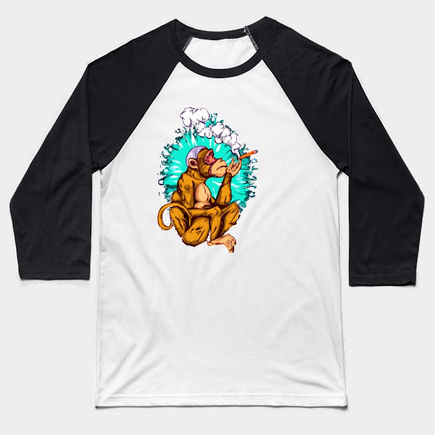 Cool monkey art (2) Baseball T-Shirt by IOANNISSKEVAS